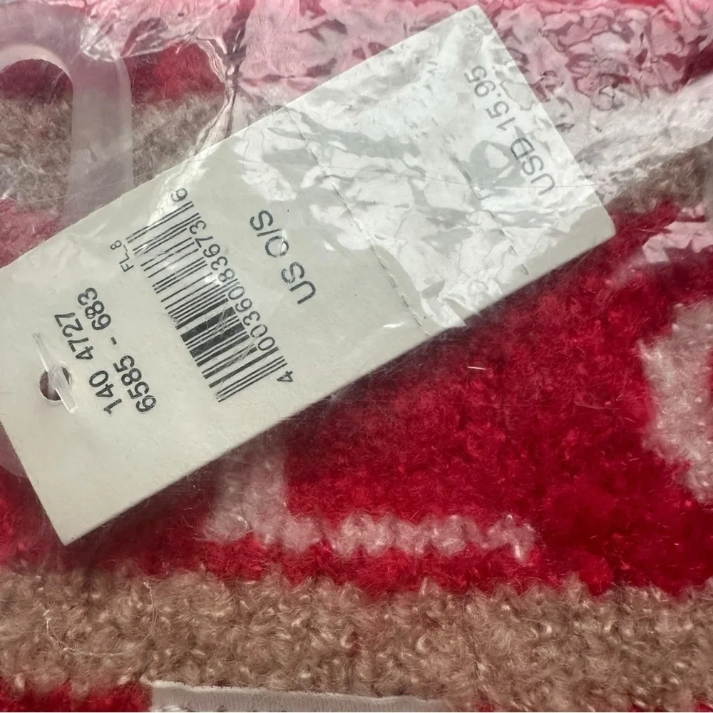Aerie LOVE Red and White Striped Fuzzy Headband NWT